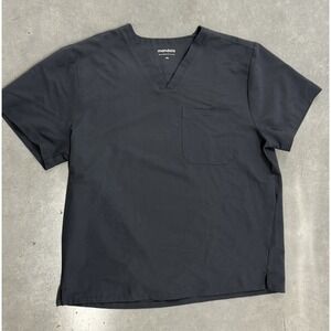 Mandala‎ Scrub Top Men's 2XL Gray Stretch V-Neck Healthcare Uniform